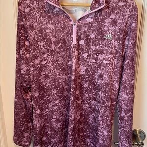 Adidas Woman’s XL Purple Patterned Quarter-Zip Pullover